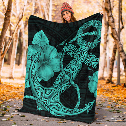Hawaii Premium Blanket Anchor Poly Tribal Turquoise