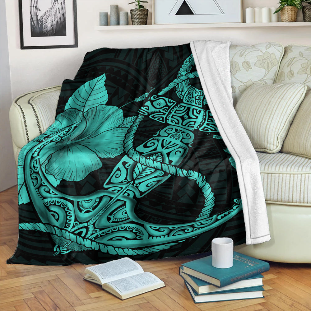 Hawaii Premium Blanket Anchor Poly Tribal Turquoise