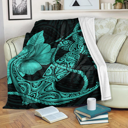 Hawaii Premium Blanket Anchor Poly Tribal Turquoise