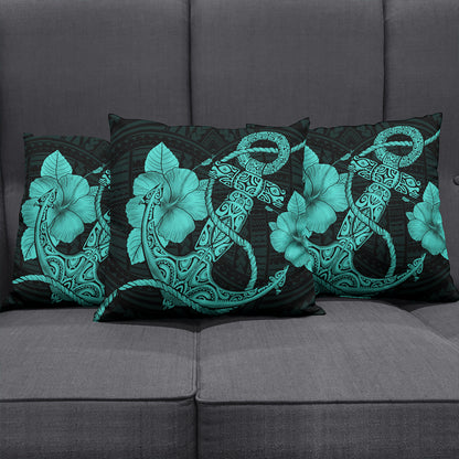 Hawaii Pillow Cover Anchor Poly Tribal Turquoise