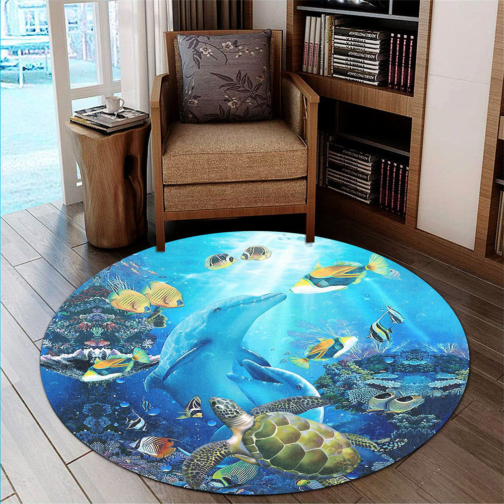 Hawaii Round Rug Animal Ocean