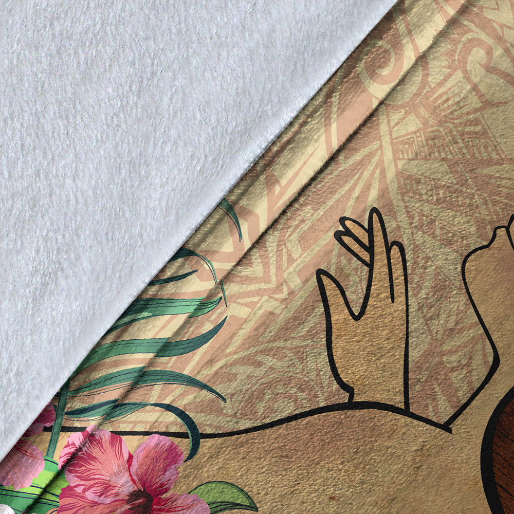 Hawaii Premium Blanket Beautiful Hula Girl Hibiscus Tropical