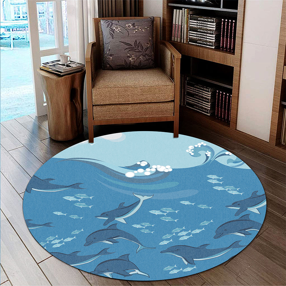 Hawaii Round Rug Dolphin And Sea