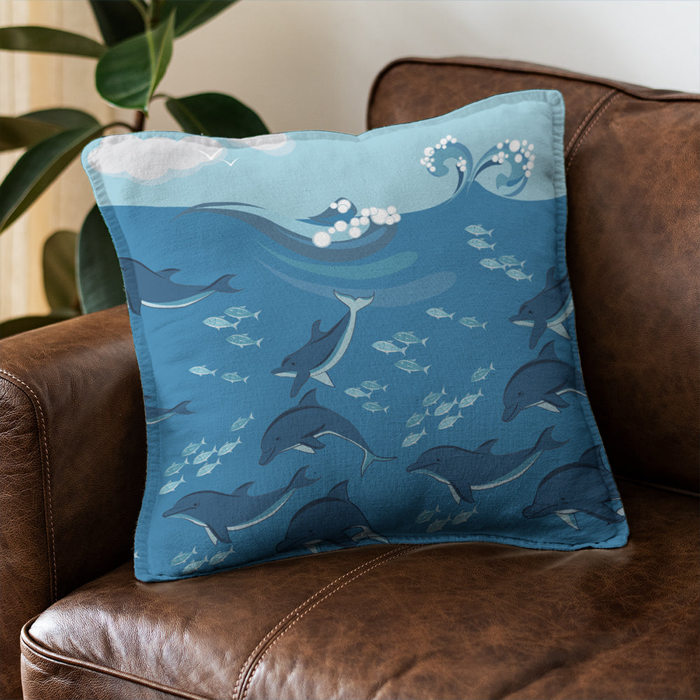 Hawaii Pillow Cover Dolphin And Sea