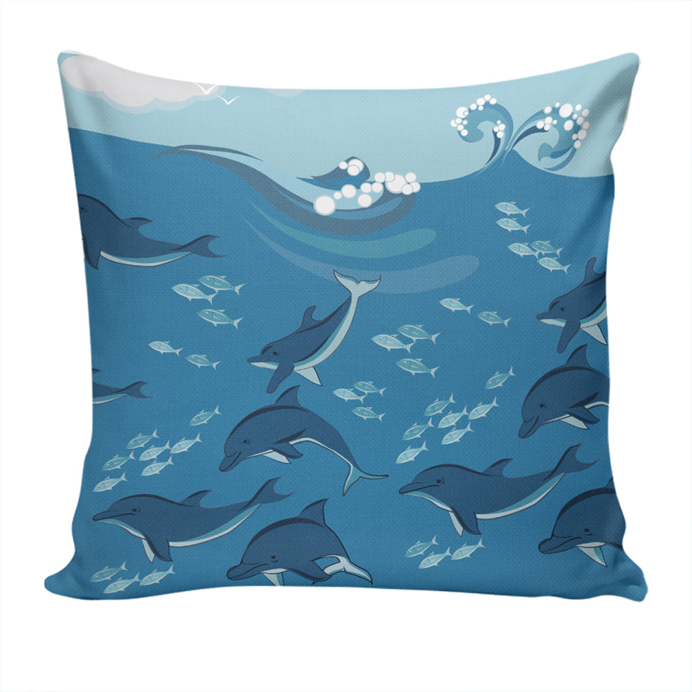 Hawaii Pillow Cover Dolphin And Sea