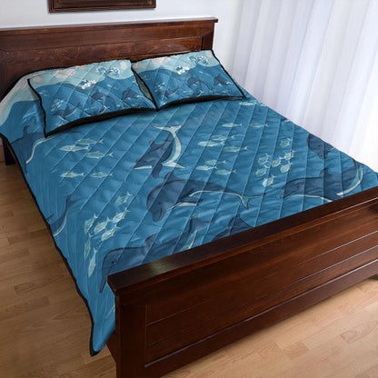 Hawaii Quilt Bed Set Dolphin And Sea
