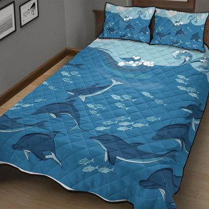 Hawaii Quilt Bed Set Dolphin And Sea