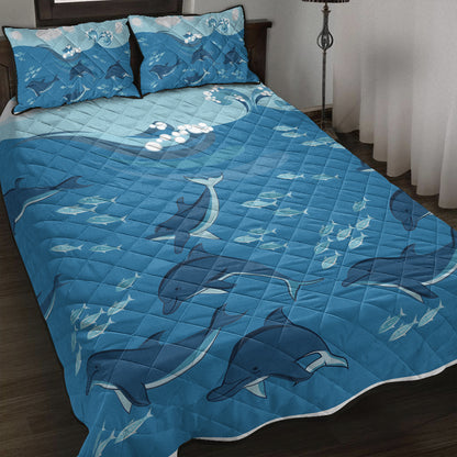 Hawaii Quilt Bed Set Dolphin And Sea