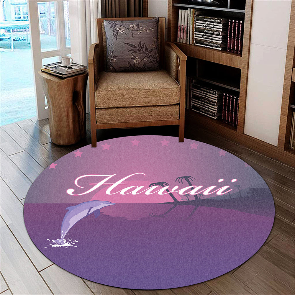 Hawaii Round Rug Dolphin Club Violet Sun