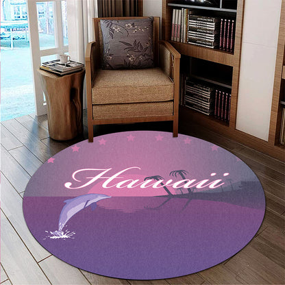 Hawaii Round Rug Dolphin Club Violet Sun