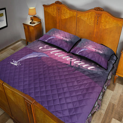 Hawaii Quilt Bed Set Dolphin Club Violet Sun