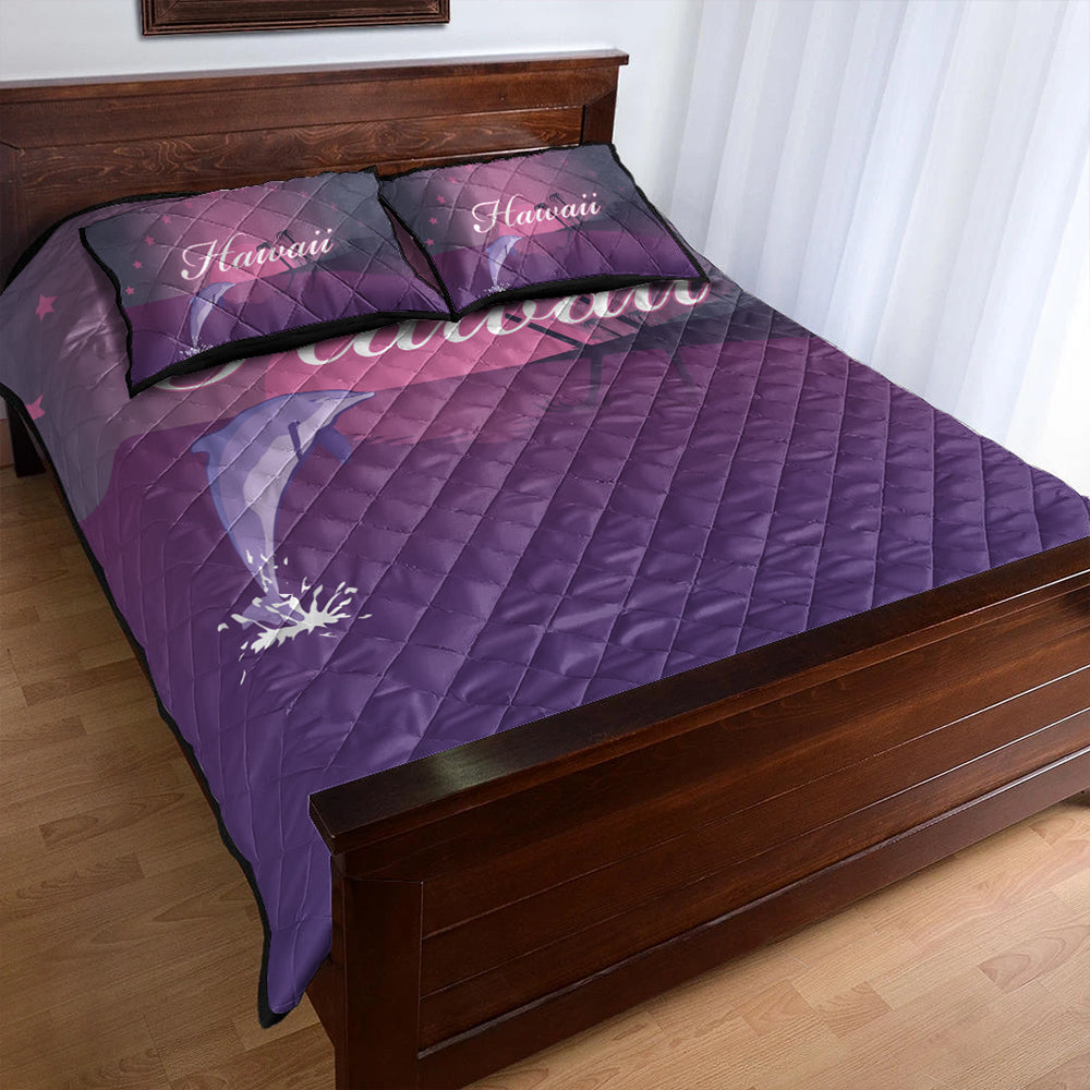 Hawaii Quilt Bed Set Dolphin Club Violet Sun