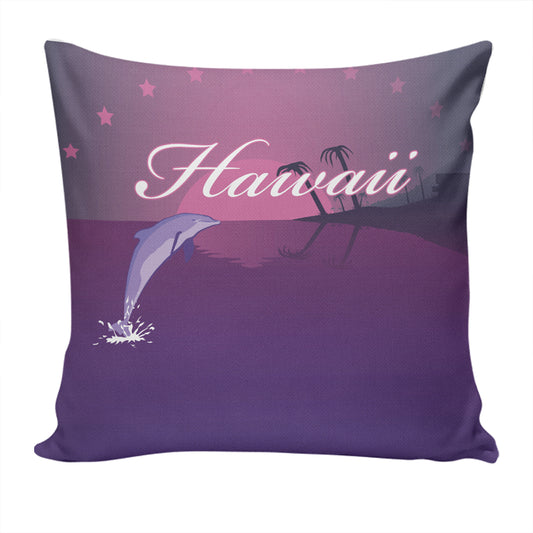Hawaii Pillow Cover Dolphin Club Violet Sun