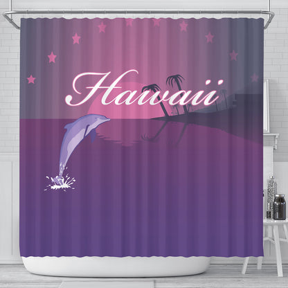 Hawaii Shower Curtain Dolphin Club Violet Sun