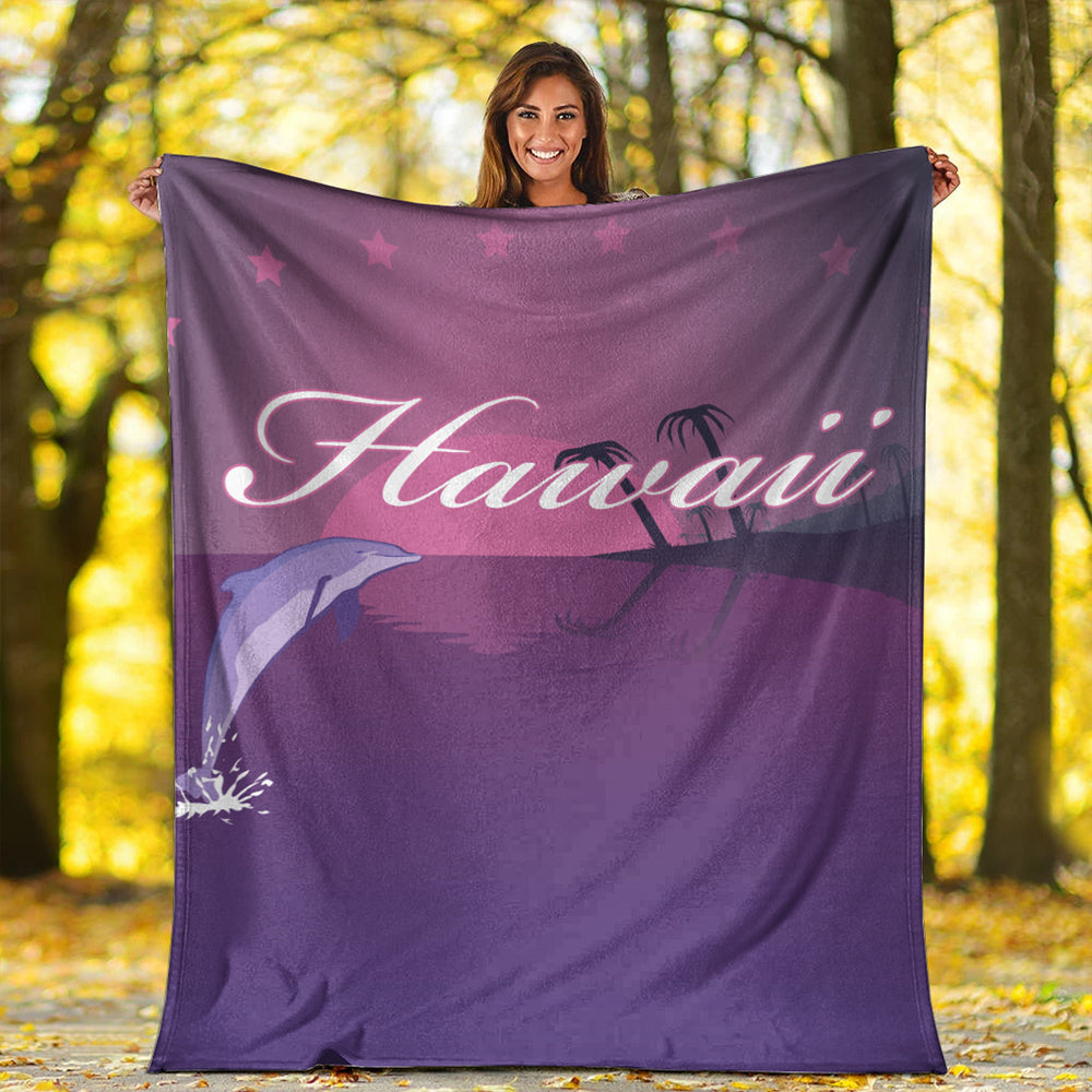 Hawaii Premium Blanket Dolphin Club Violet Sun