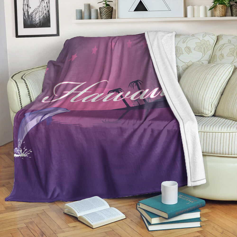 Hawaii Premium Blanket Dolphin Club Violet Sun
