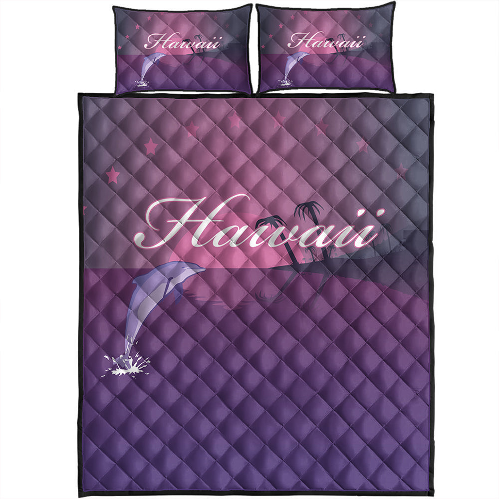 Hawaii Quilt Bed Set Dolphin Club Violet Sun