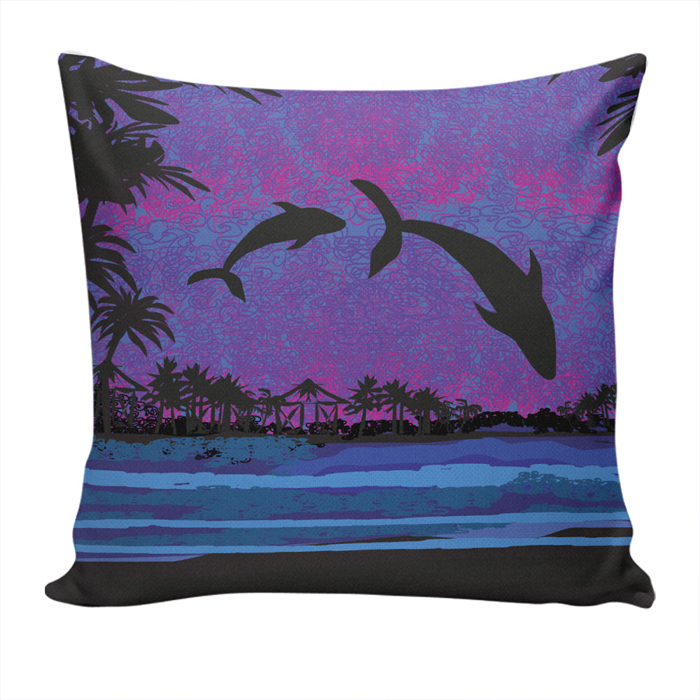 Hawaii Pillow Cover Dolphin Dance In Night
