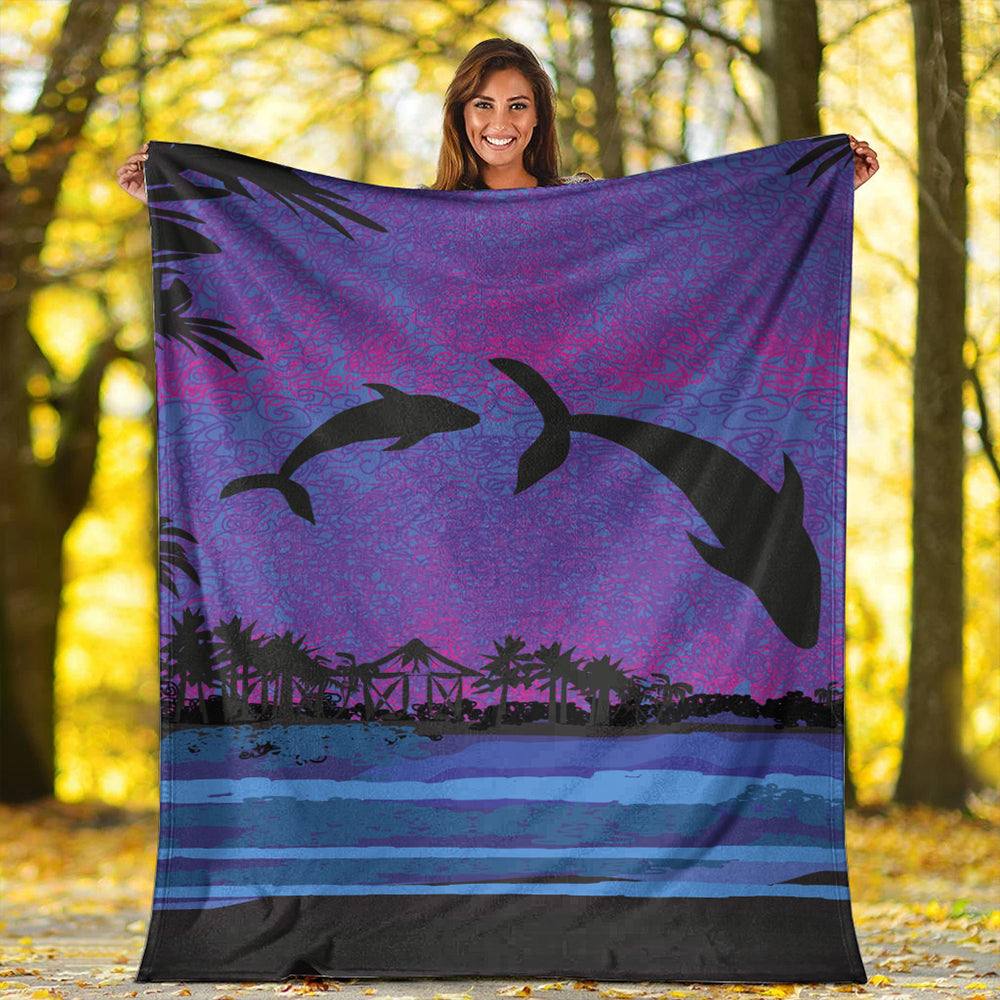 Hawaii Premium Blanket Dolphin Dance In Night
