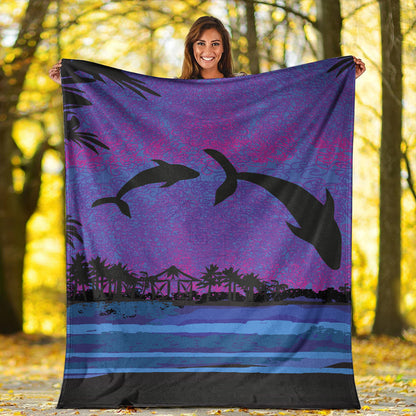 Hawaii Premium Blanket Dolphin Dance In Night
