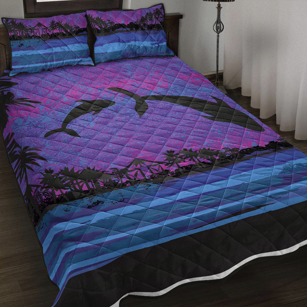 Hawaii Quilt Bed Set Dolphin Dance In Night