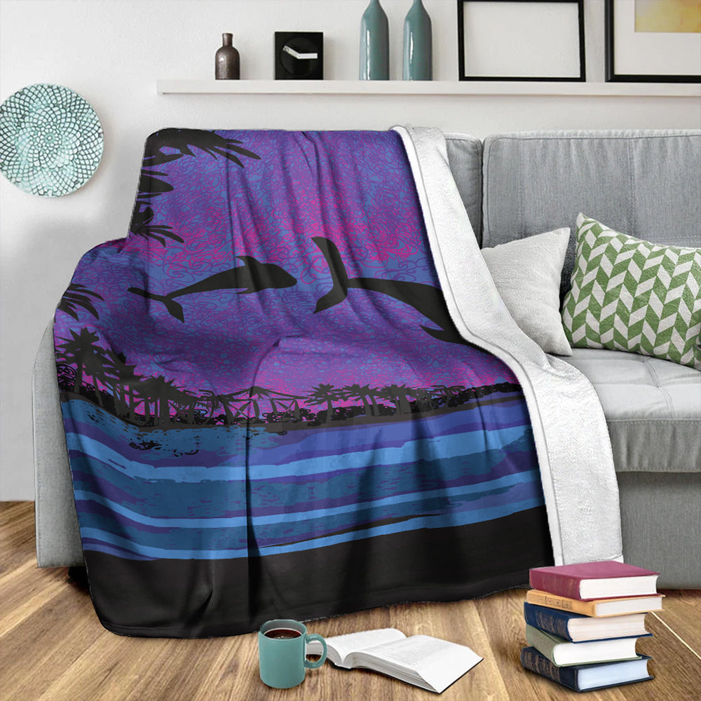 Hawaii Premium Blanket Dolphin Dance In Night