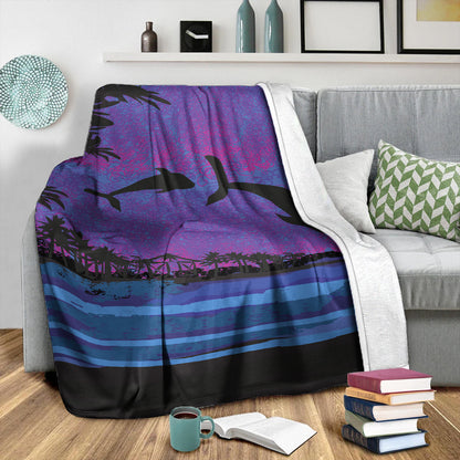 Hawaii Premium Blanket Dolphin Dance In Night