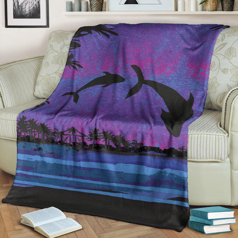 Hawaii Premium Blanket Dolphin Dance In Night