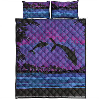 Hawaii Quilt Bed Set Dolphin Dance In Night