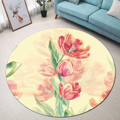 Hawaii Round Rug Flower Art