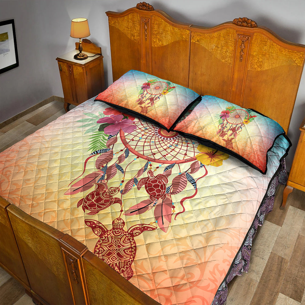 Hawaii Quilt Bed Set Flower Dreamcatcher