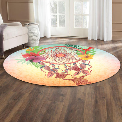 Hawaii Round Rug Flower Dreamcatcher