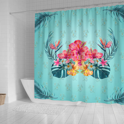 Hawaii Shower Curtain Flower Hibicus Plumeria Centre