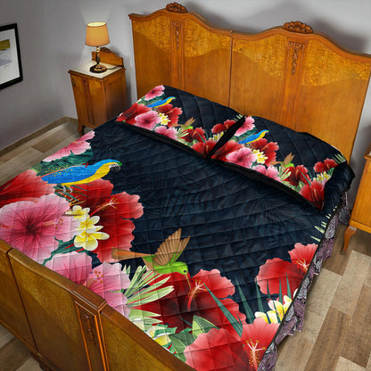 Hawaii Quilt Bed Set Forest Hibiscus