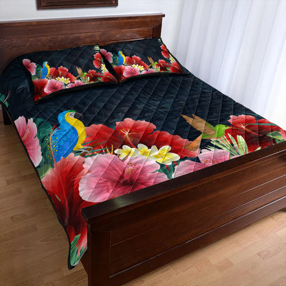 Hawaii Quilt Bed Set Forest Hibiscus