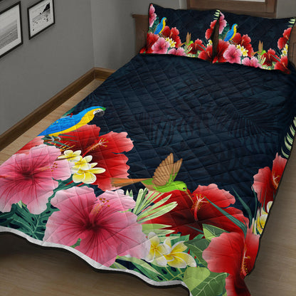 Hawaii Quilt Bed Set Forest Hibiscus