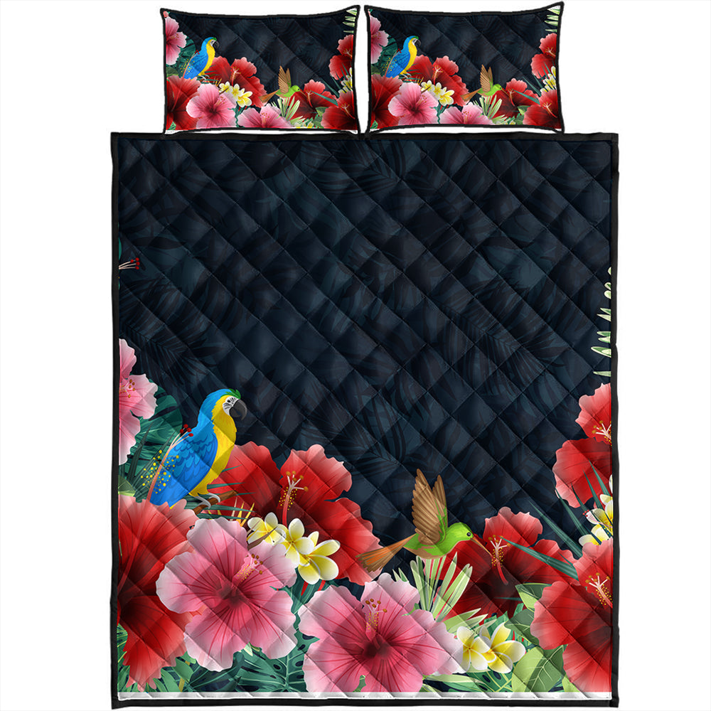 Hawaii Quilt Bed Set Forest Hibiscus