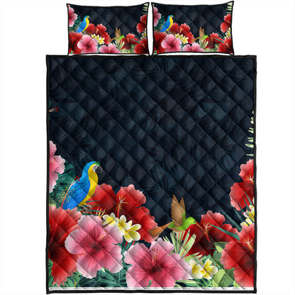 Hawaii Quilt Bed Set Forest Hibiscus