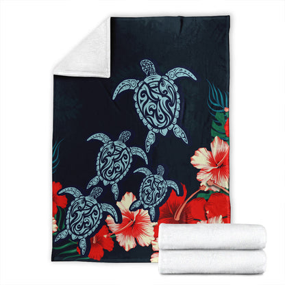 Hawaii Premium Blanket Four Turtle Hibiscus Tropical
