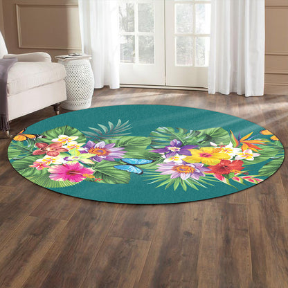 Hawaii Round Rug Garden Flower