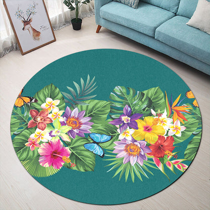Hawaii Round Rug Garden Flower