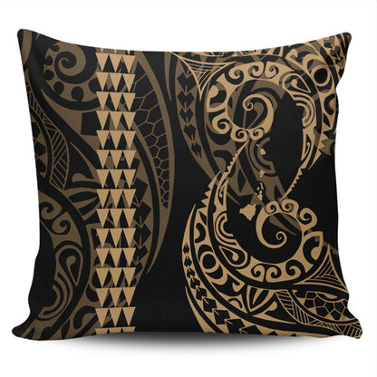 Hawaii Pillow Cover Hawaiian Map Kakau Style Gold