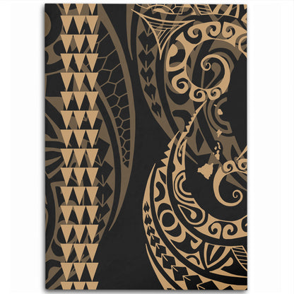 Hawaii Area Rug Hawaiian Map Kakau Style Gold