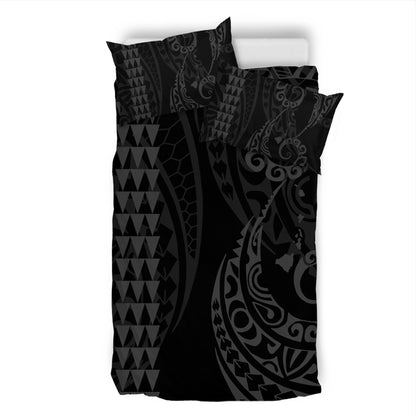 Hawaii Bedding Set Hawaiian Map Kakau Style Gray