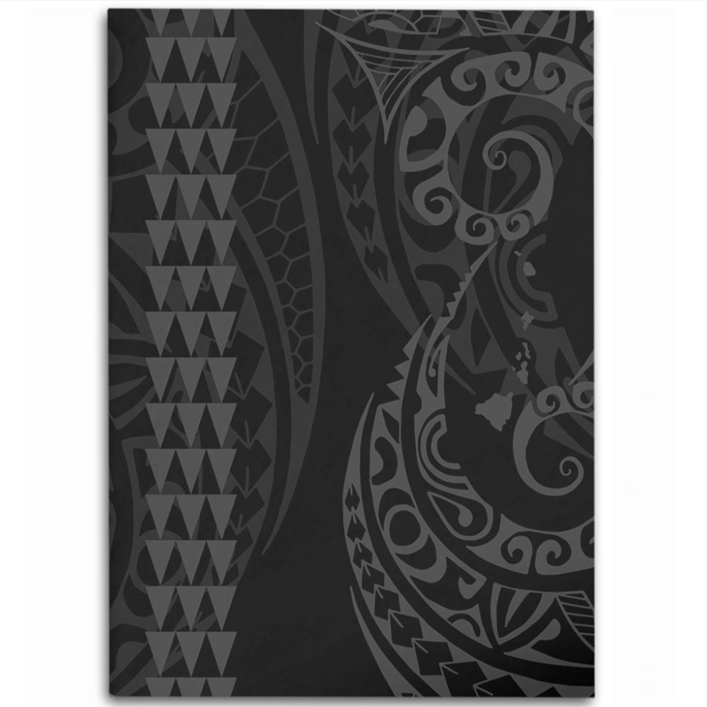 Hawaii Area Rug Hawaiian Map Kakau Style Gray