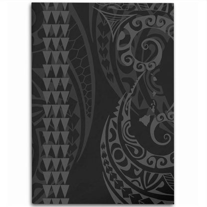 Hawaii Area Rug Hawaiian Map Kakau Style Gray