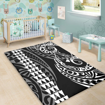 Hawaii Area Rug Hawaiian Map Kakau Style White