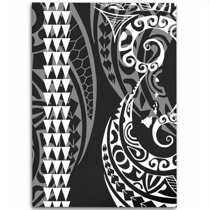 Hawaii Area Rug Hawaiian Map Kakau Style White