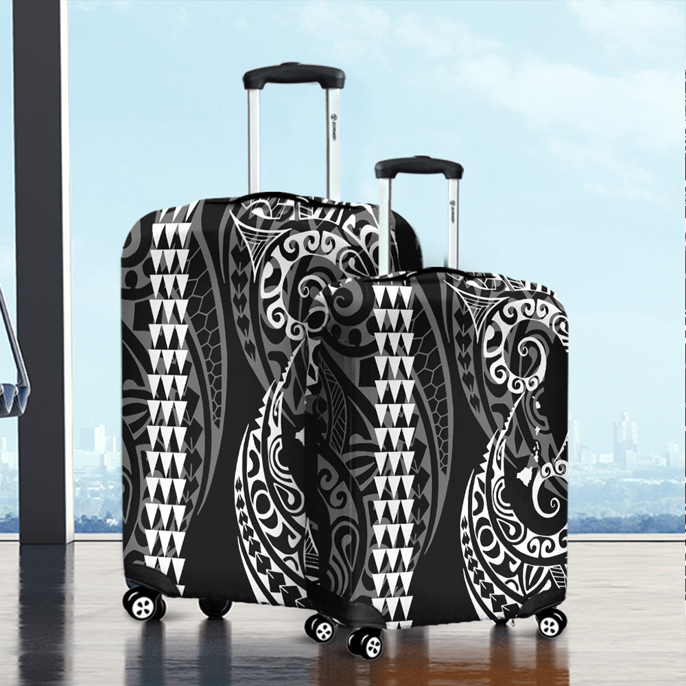 Hawaii Luggage Cover Hawaiian Map Kakau Style White