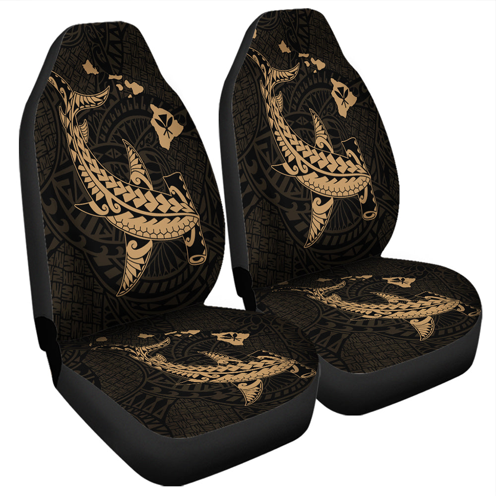 Hawaii Car Seat Covers Hawaiian Native Map Hammerhead Shark Gold
